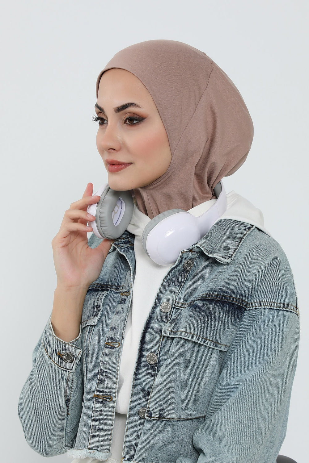 3 Piece Removable Hijab Bonnet Set with Visor and Hat, Modest Sun Protection Headwear for Women,ST-1P Mink