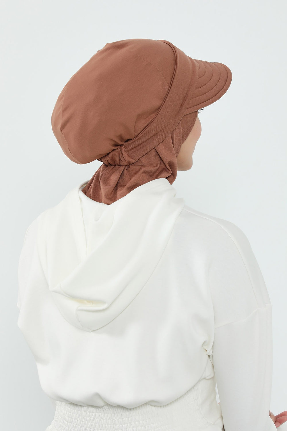 3 Piece Removable Hijab Bonnet Set with Visor and Hat, Modest Sun Protection Headwear for Women,ST-1P Caramel Brown