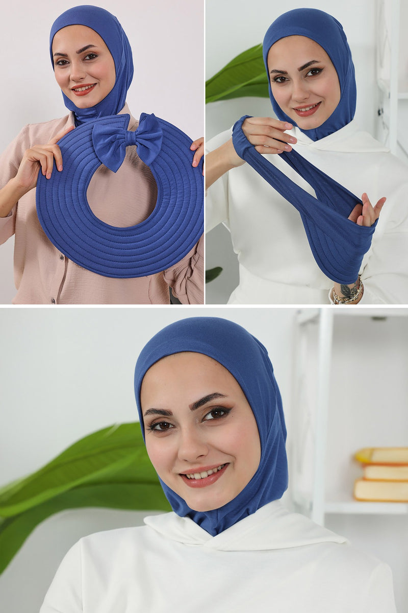 3 Piece Removable Hijab Bonnet Set with Visor and Hat, Modest Sun Protection Headwear for Women,ST-1P