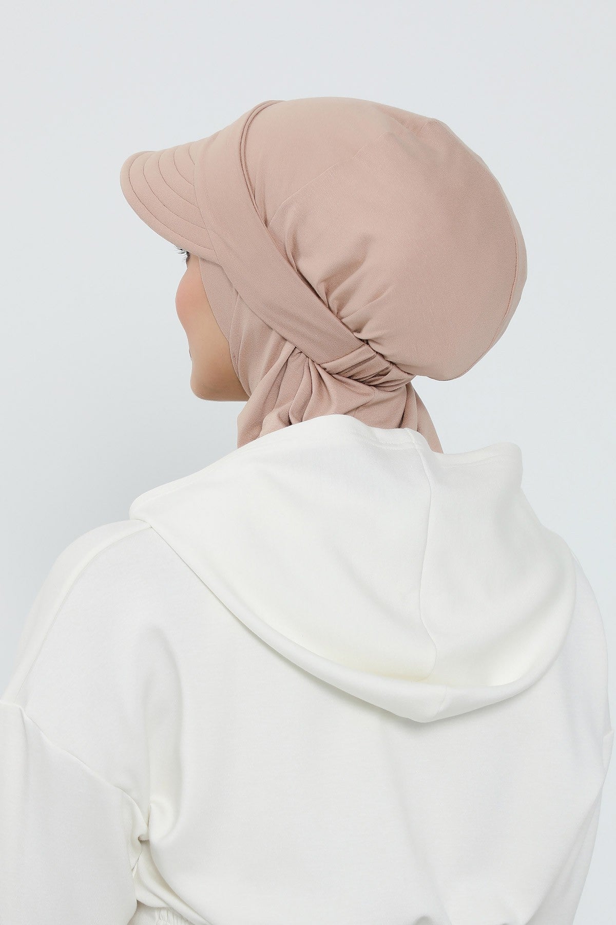 3 Piece Removable Hijab Bonnet Set with Visor and Hat, Modest Sun Protection Headwear for Women,ST-1P Light Mink