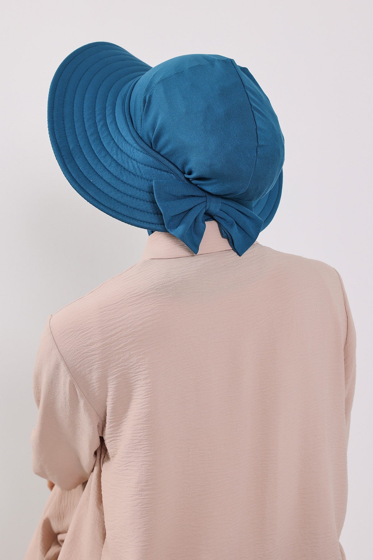3 Piece Removable Hijab Bonnet Set with Visor and Hat, Modest Sun Protection Headwear for Women,ST-1P Petrol Blue