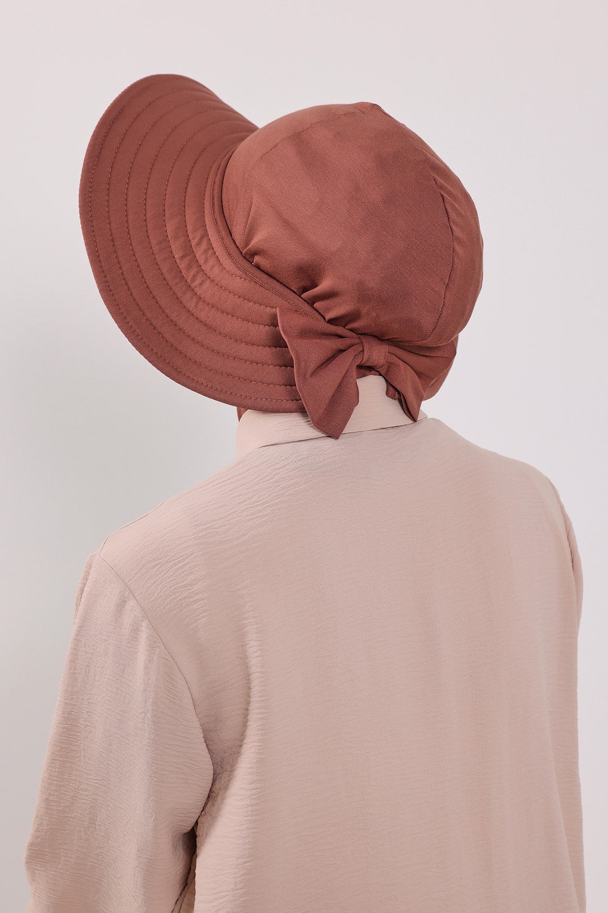 3 Piece Removable Hijab Bonnet Set with Visor and Hat, Modest Sun Protection Headwear for Women,ST-1P Cinnamon