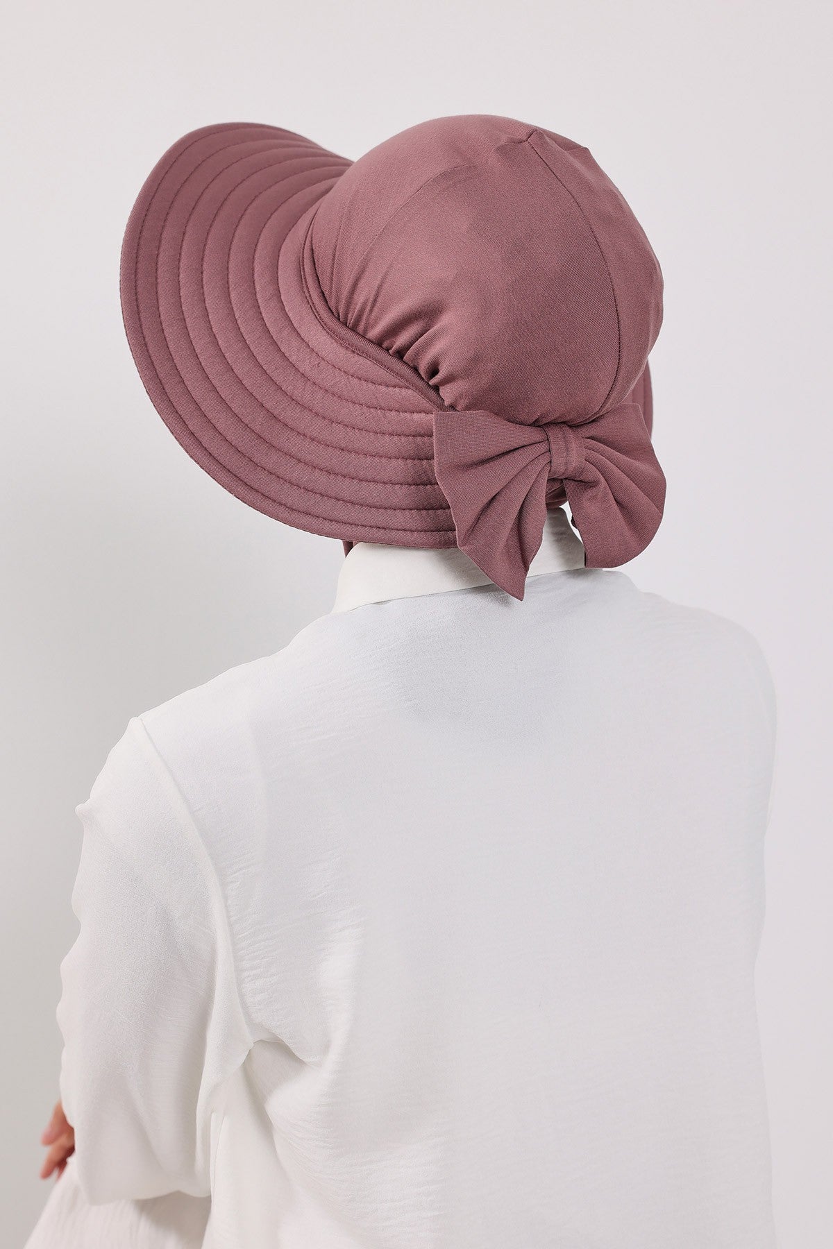 3 Piece Removable Hijab Bonnet Set with Visor and Hat, Modest Sun Protection Headwear for Women,ST-1P Dusty Rose