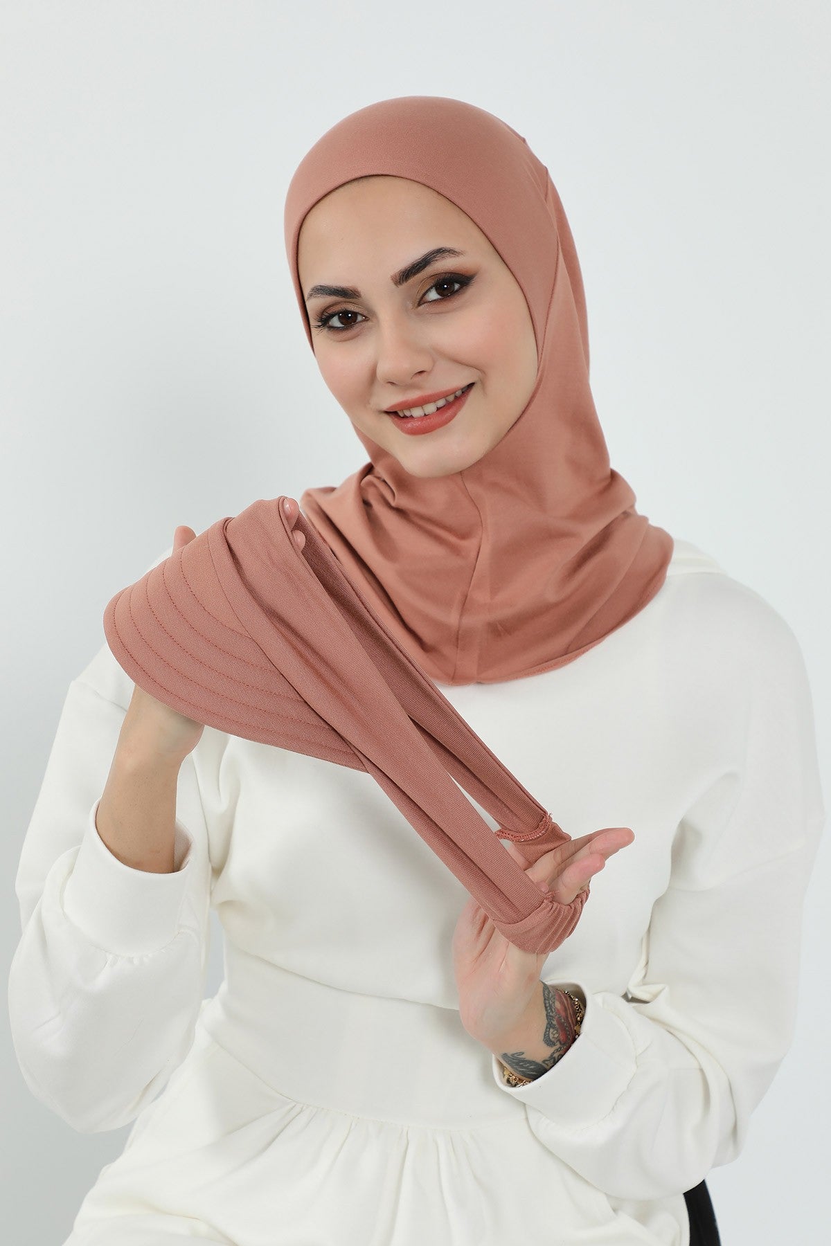 3 Piece Removable Hijab Bonnet Set with Visor and Hat, Modest Sun Protection Headwear for Women,ST-1P Cappucino