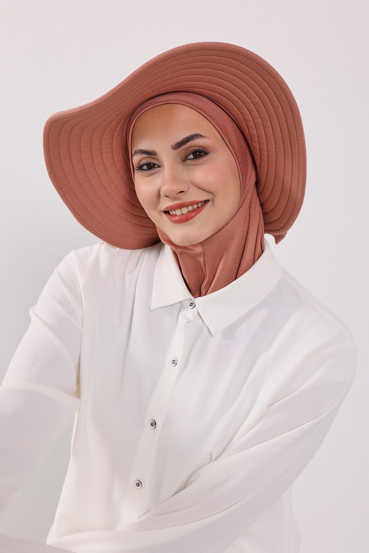 3 Piece Removable Hijab Bonnet Set with Visor and Hat, Modest Sun Protection Headwear for Women,ST-1P Cappucino