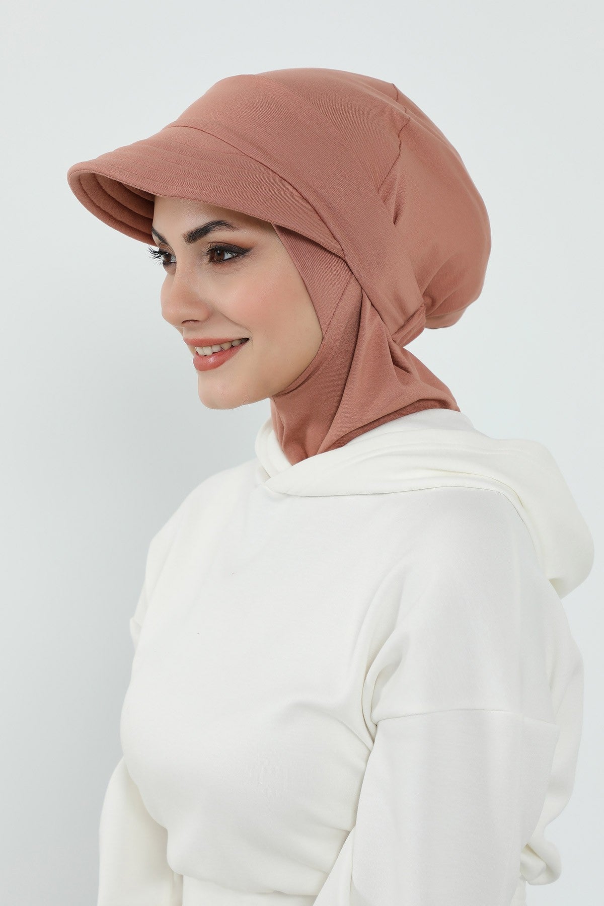 3 Piece Removable Hijab Bonnet Set with Visor and Hat, Modest Sun Protection Headwear for Women,ST-1P Cappucino