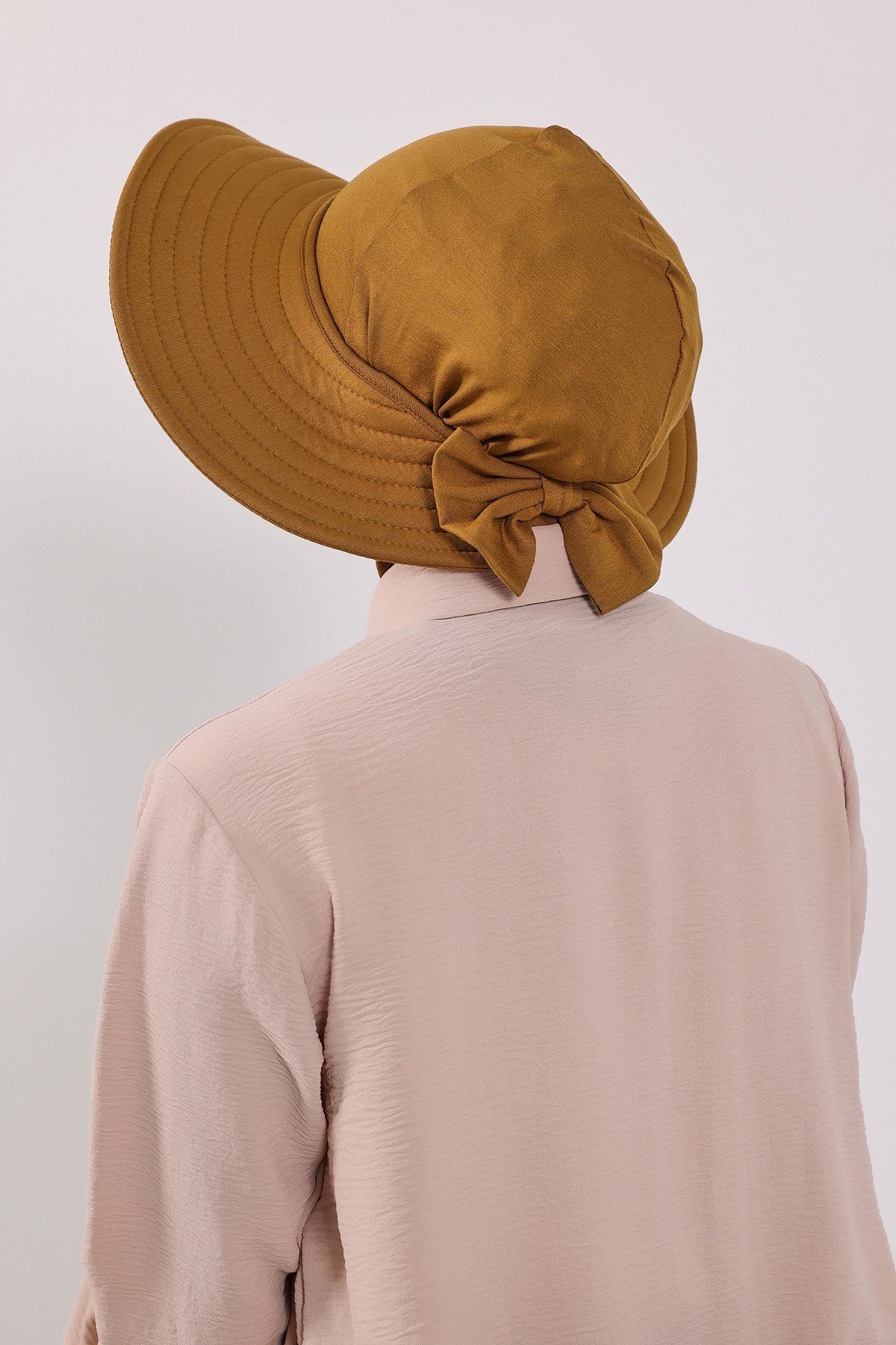 3 Piece Removable Hijab Bonnet Set with Visor and Hat, Modest Sun Protection Headwear for Women,ST-1P Dark Mustard