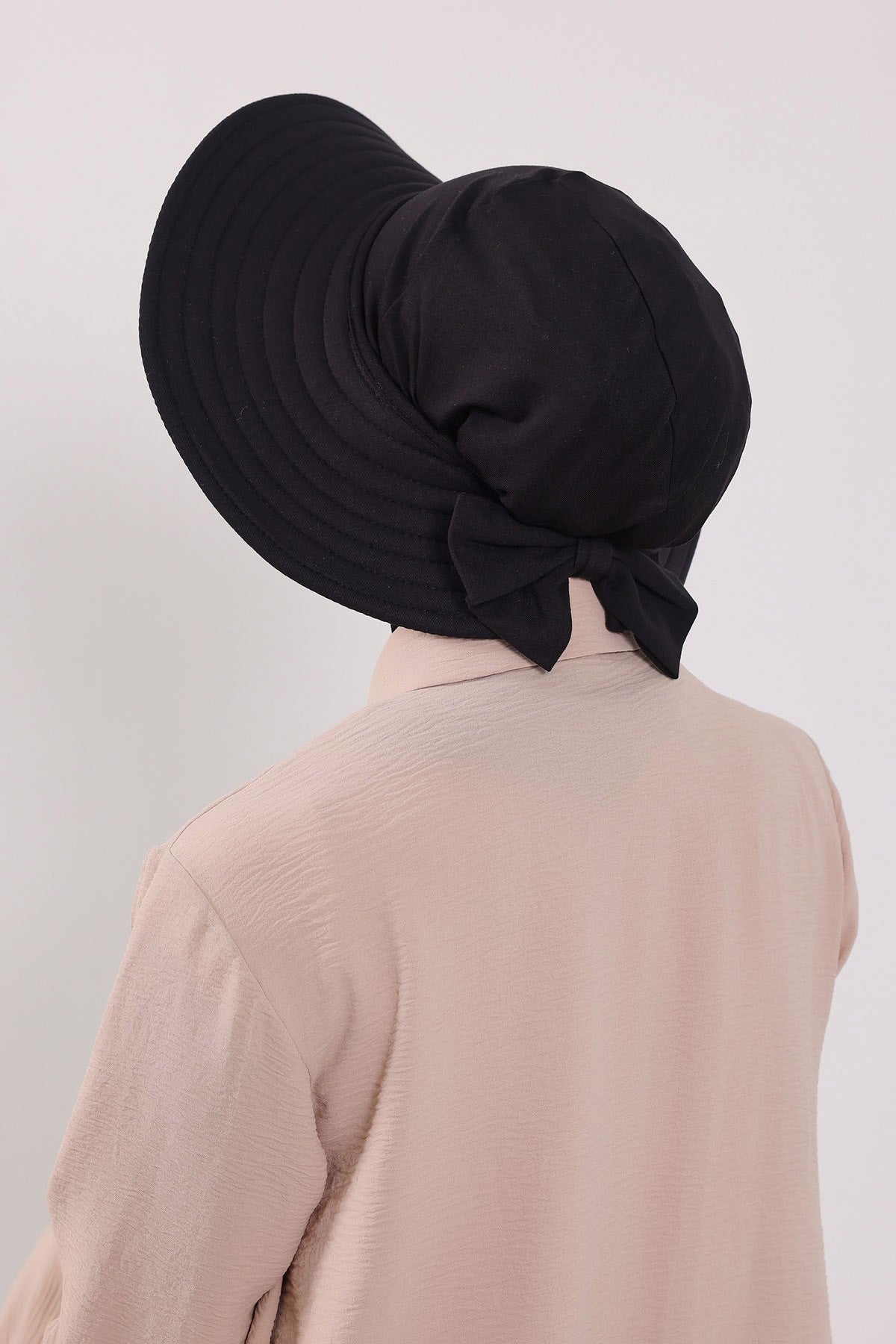 3 Piece Removable Hijab Bonnet Set with Visor and Hat, Modest Sun Protection Headwear for Women,ST-1P Black