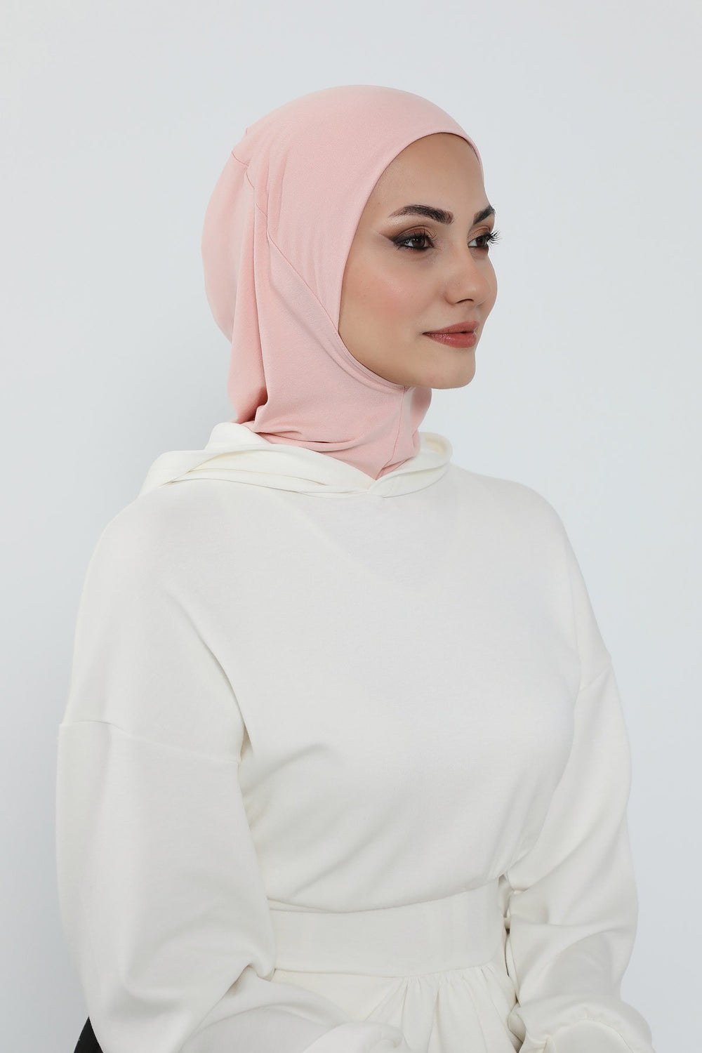 3 Piece Removable Hijab Bonnet Set with Visor and Hat, Modest Sun Protection Headwear for Women,ST-1P Powder
