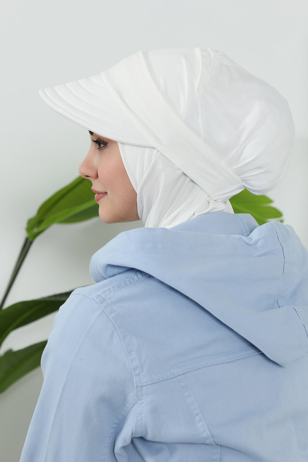 3 Piece Removable Hijab Bonnet Set with Visor and Hat, Modest Sun Protection Headwear for Women,ST-1P Ivory