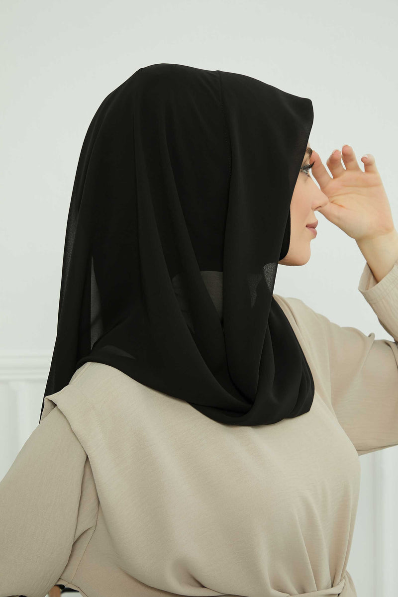 Bundle of 2 Instant Shawls with Soft Bonnet Cap, Chiffon Turban Hijab Set, Ready to Wear Scarf for Women,PS-45SET