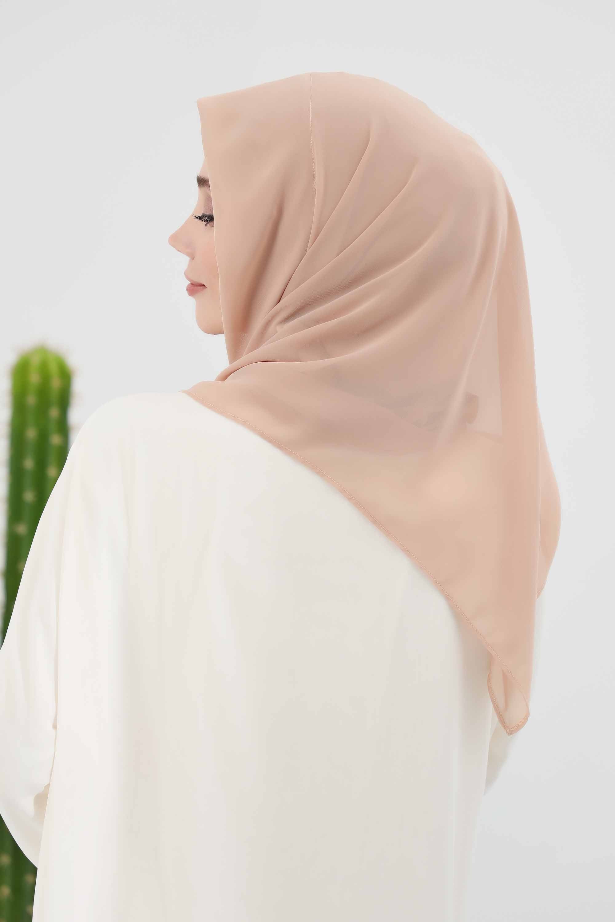 Bundle of 2 Instant Shawls with Soft Bonnet Cap, Chiffon Turban Hijab Set, Ready to Wear Scarf for Women,PS-45SET Black - Sand Brown