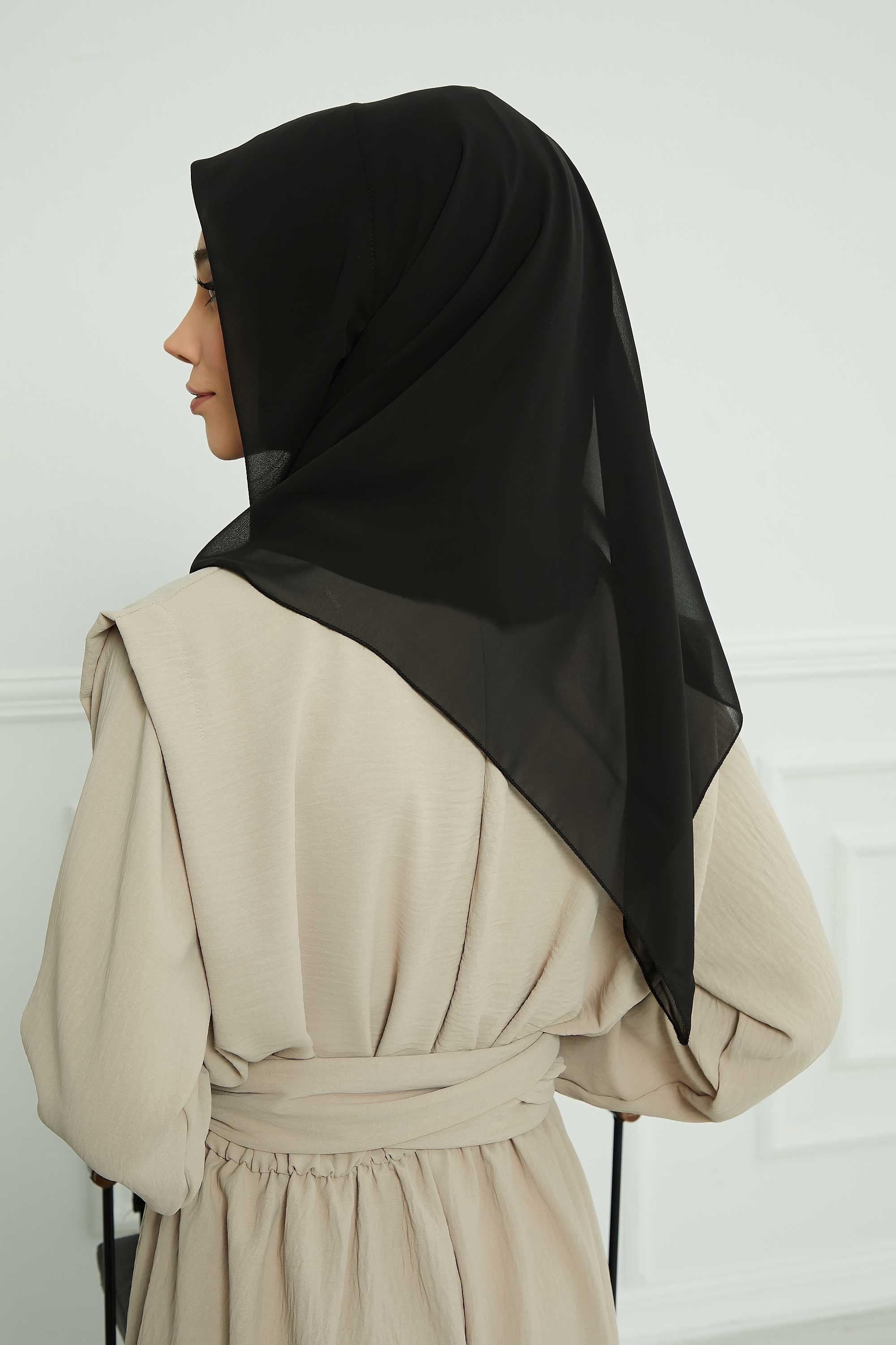 Bundle of 2 Instant Shawls with Soft Bonnet Cap, Chiffon Turban Hijab Set, Ready to Wear Scarf for Women,PS-45SET Black - Sand Brown