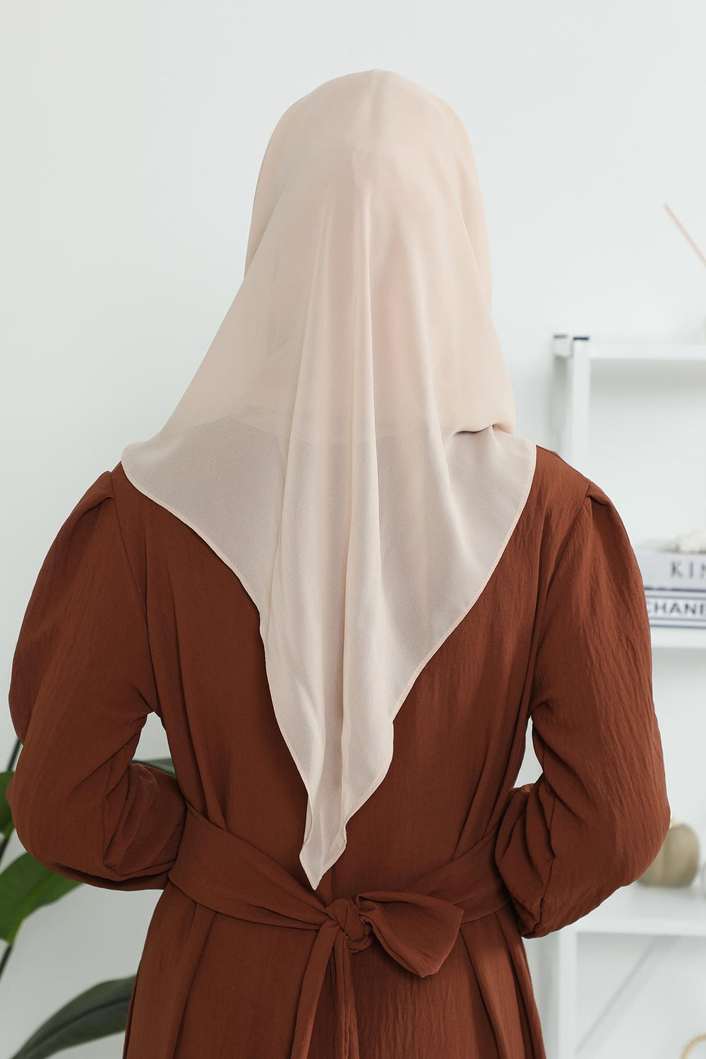 Bundle of 2 Instant Shawls with Soft Bonnet Cap, Chiffon Turban Hijab Set, Ready to Wear Scarf for Women,PS-45SET Light Mink - Beige