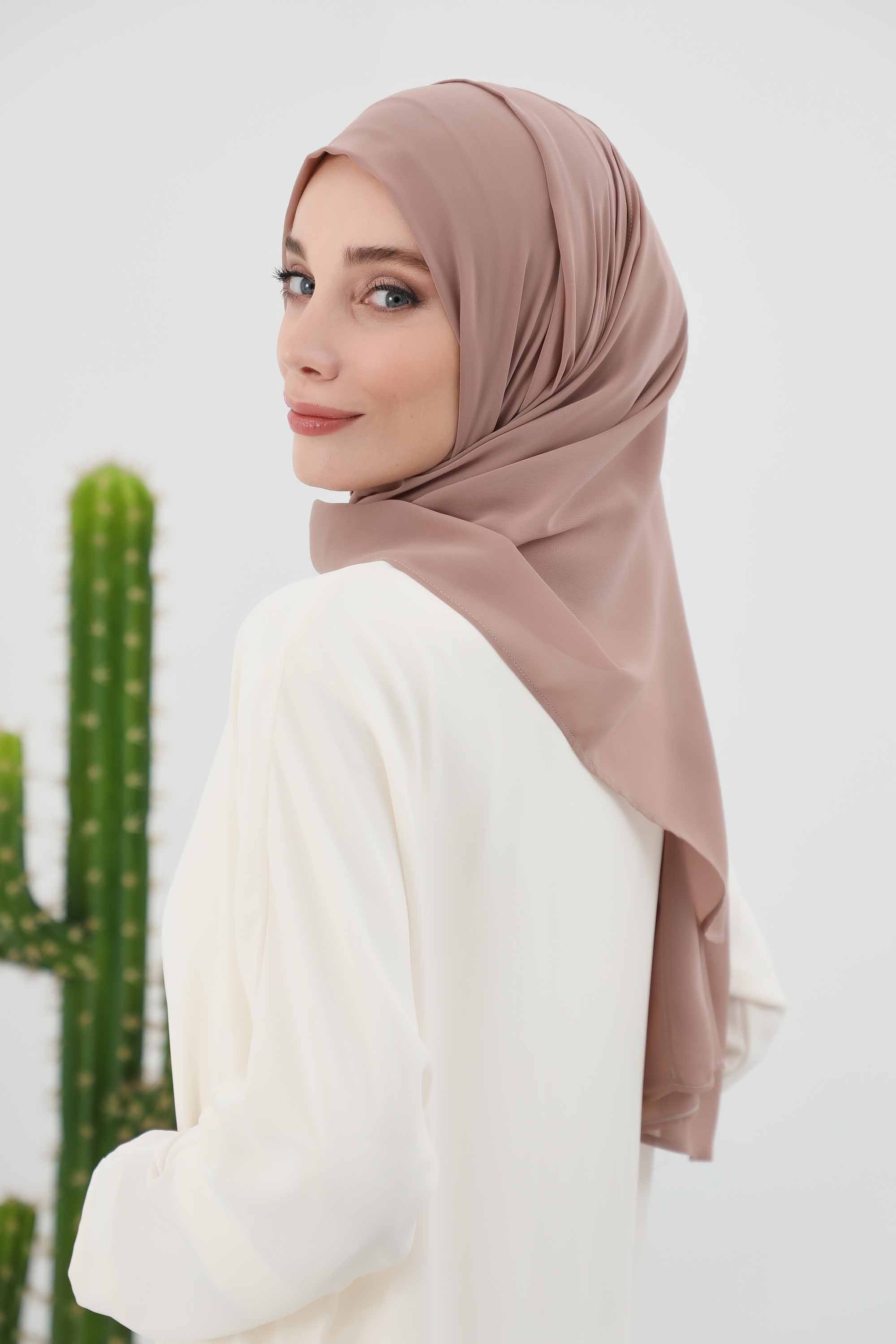 2 Pack Instant Chiffon Hijab with Cotton Bonnet, Ready-to-Wear Turban Scarf Set,PS-46SET Grey - Dark Mink