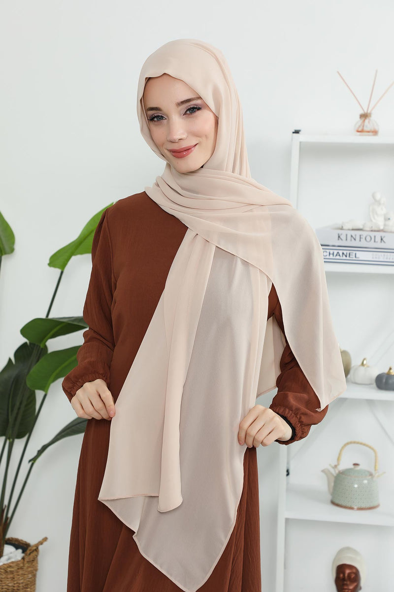 2 Pack Instant Chiffon Hijab with Cotton Bonnet, Ready-to-Wear Turban Scarf Set,PS-46SET