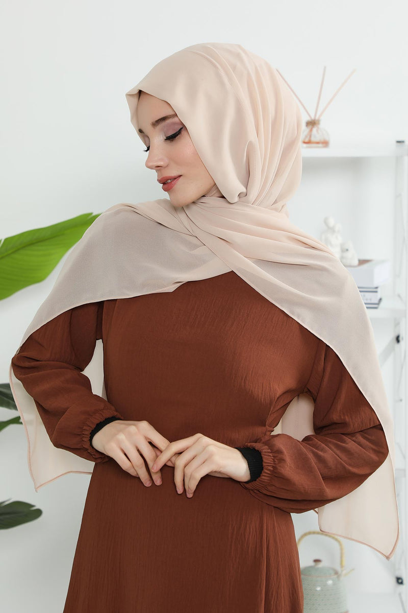 2 Pack Instant Chiffon Hijab with Cotton Bonnet, Ready-to-Wear Turban Scarf Set,PS-46SET