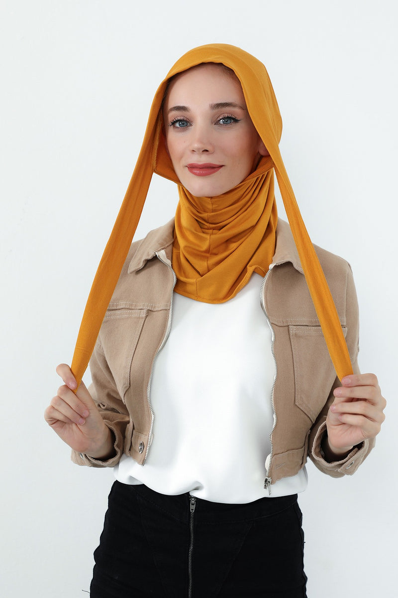 Practical Cotton Bonnet with Built-In Neck Cover and Ear Access, Full-Coverage Hijab Bonnet with Ear Access Points,B-94