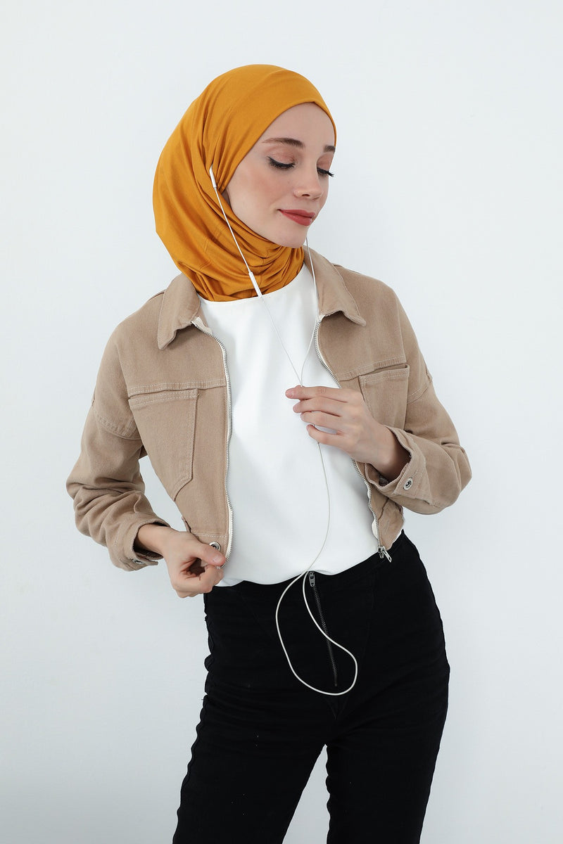 Practical Cotton Bonnet with Built-In Neck Cover and Ear Access, Full-Coverage Hijab Bonnet with Ear Access Points,B-94