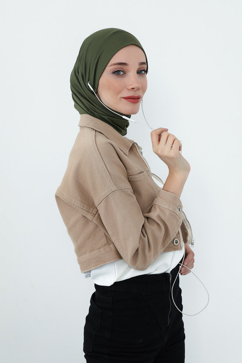 Practical Cotton Bonnet with Built-In Neck Cover and Ear Access, Full-Coverage Hijab Bonnet with Ear Access Points,B-94