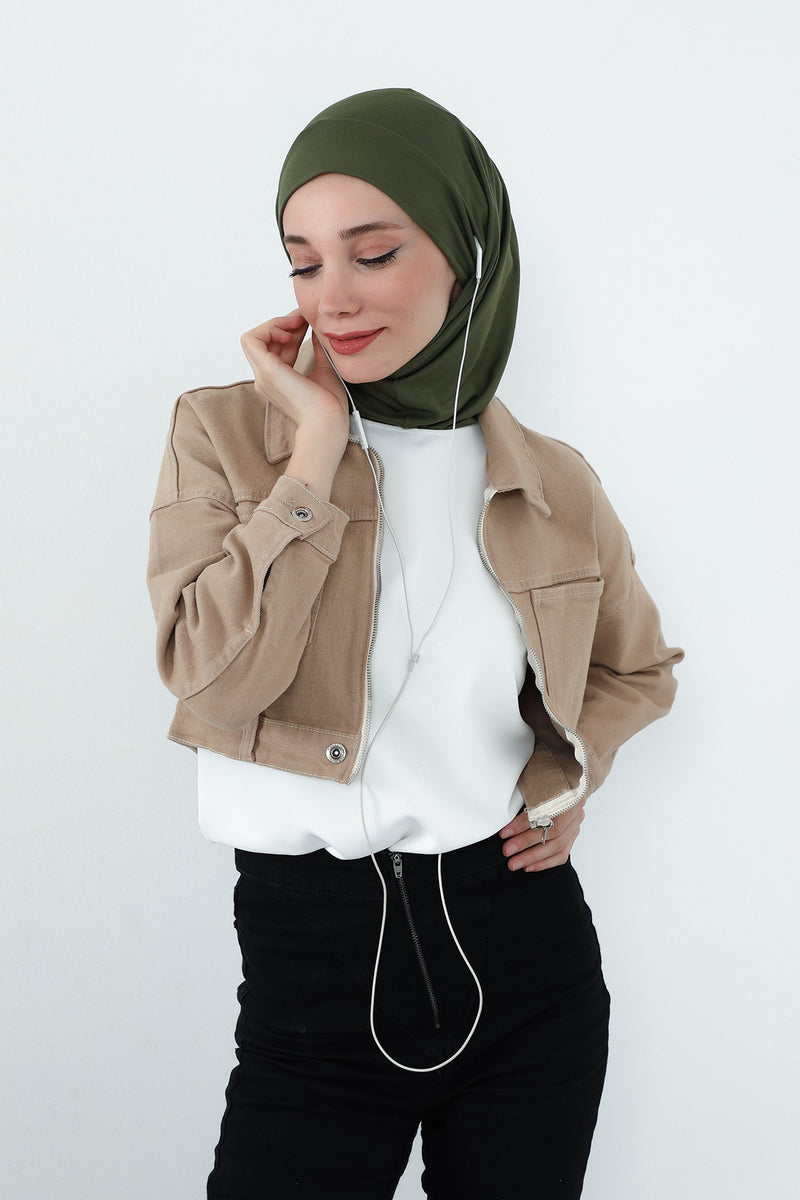 Practical Cotton Bonnet with Built-In Neck Cover and Ear Access, Full-Coverage Hijab Bonnet with Ear Access Points,B-94