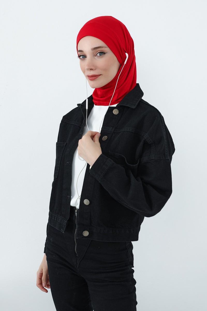 Practical Cotton Bonnet with Built-In Neck Cover and Ear Access, Full-Coverage Hijab Bonnet with Ear Access Points,B-94