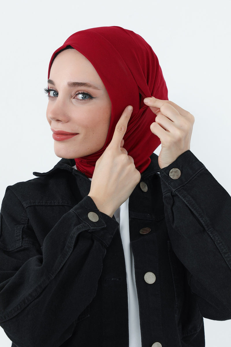 Practical Cotton Bonnet with Built-In Neck Cover and Ear Access, Full-Coverage Hijab Bonnet with Ear Access Points,B-94