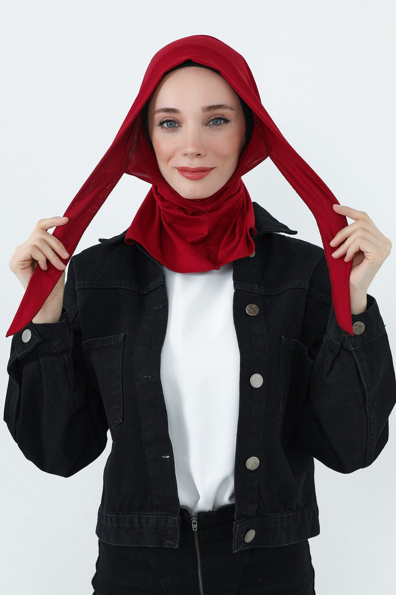 Practical Cotton Bonnet with Built-In Neck Cover and Ear Access, Full-Coverage Hijab Bonnet with Ear Access Points,B-94