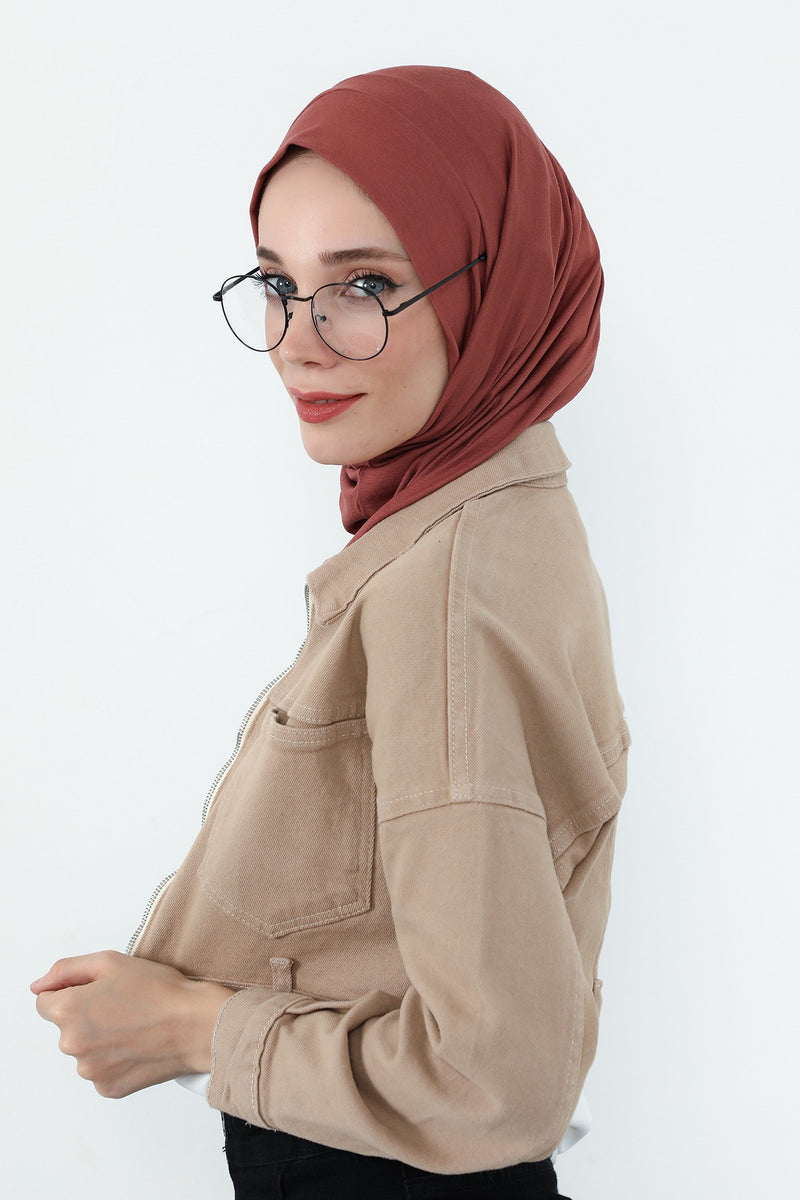 Practical Cotton Bonnet with Built-In Neck Cover and Ear Access, Full-Coverage Hijab Bonnet with Ear Access Points,B-94