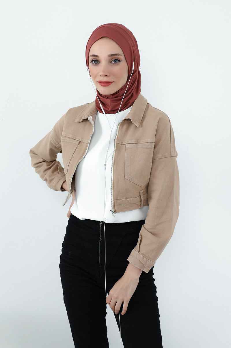 Practical Cotton Bonnet with Built-In Neck Cover and Ear Access, Full-Coverage Hijab Bonnet with Ear Access Points,B-94