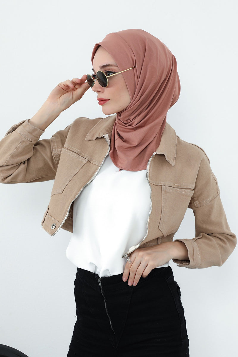 Practical Cotton Bonnet with Built-In Neck Cover and Ear Access, Full-Coverage Hijab Bonnet with Ear Access Points,B-94