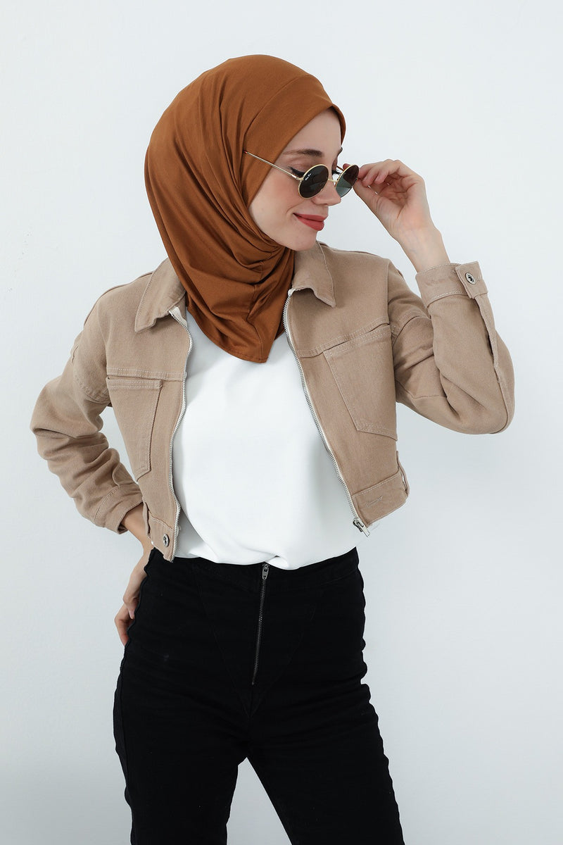 Practical Cotton Bonnet with Built-In Neck Cover and Ear Access, Full-Coverage Hijab Bonnet with Ear Access Points,B-94