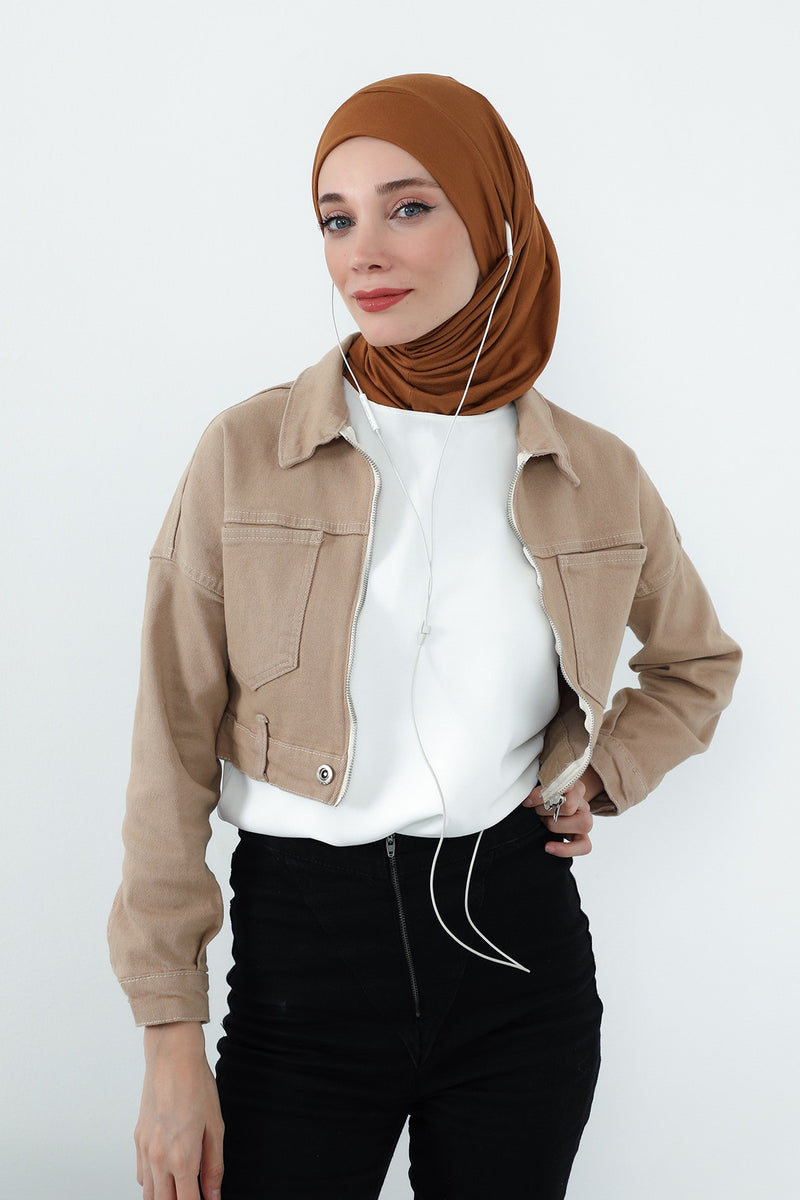 Practical Cotton Bonnet with Built-In Neck Cover and Ear Access, Full-Coverage Hijab Bonnet with Ear Access Points,B-94