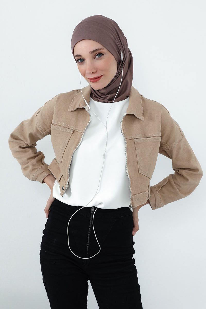 Practical Cotton Bonnet with Built-In Neck Cover and Ear Access, Full-Coverage Hijab Bonnet with Ear Access Points,B-94