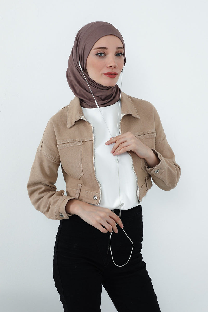 Practical Cotton Bonnet with Built-In Neck Cover and Ear Access, Full-Coverage Hijab Bonnet with Ear Access Points,B-94