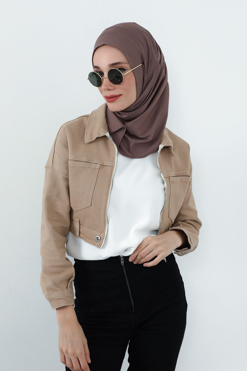 Practical Cotton Bonnet with Built-In Neck Cover and Ear Access, Full-Coverage Hijab Bonnet with Ear Access Points,B-94