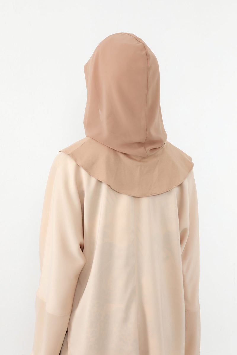 Neck-Covering Jersey Bonnet with Chiffon Hood, Full-Coverage Bonnet with Lightweight Chiffon Hood,B-95