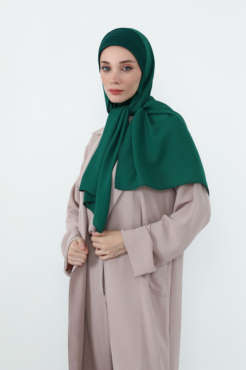 Crepe Practical Shawl with Built-In Cotton Bonnet and Neck Coverage, Practical Crepe Scarf with Integrated Cotton Undercap,PS-55