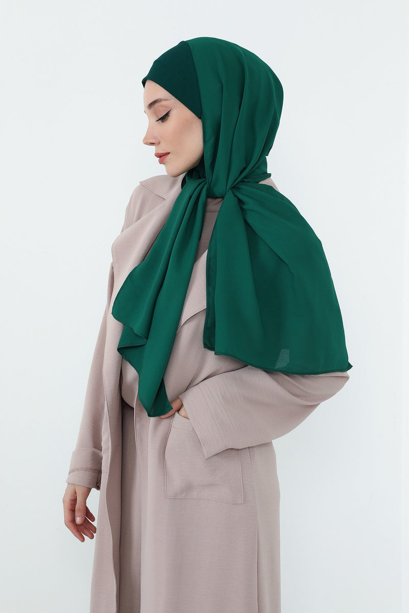 Crepe Practical Shawl with Built-In Cotton Bonnet and Neck Coverage, Practical Crepe Scarf with Integrated Cotton Undercap,PS-55