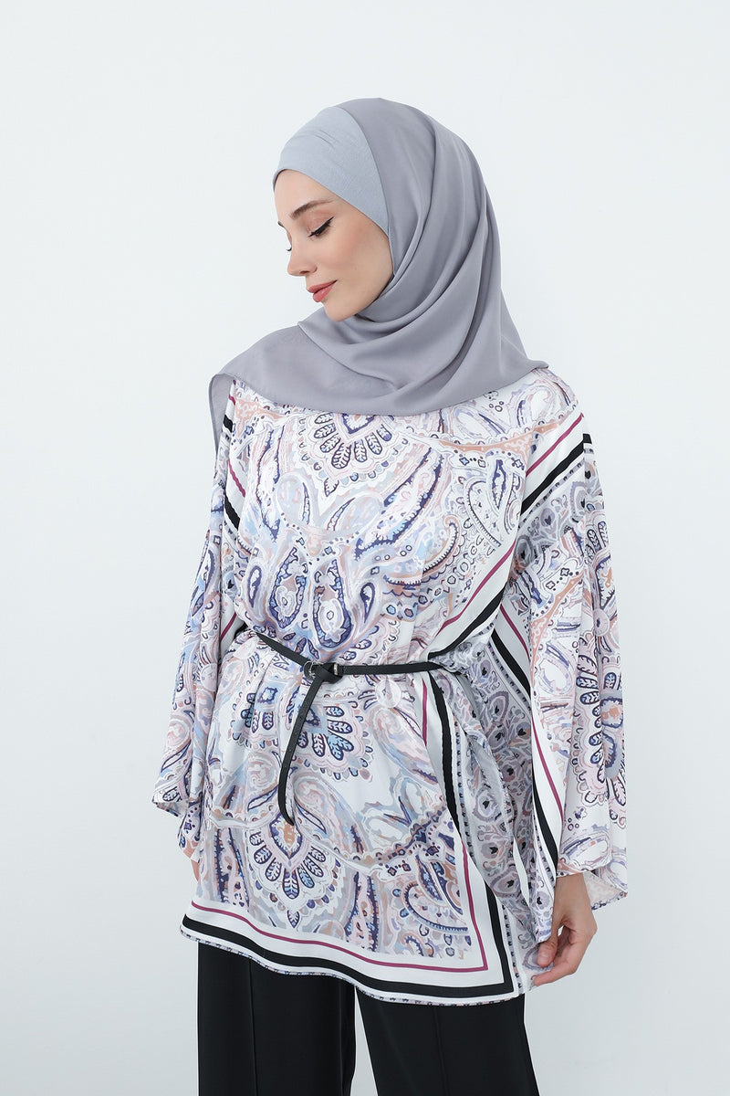 Crepe Practical Shawl with Built-In Cotton Bonnet and Neck Coverage, Practical Crepe Scarf with Integrated Cotton Undercap,PS-55