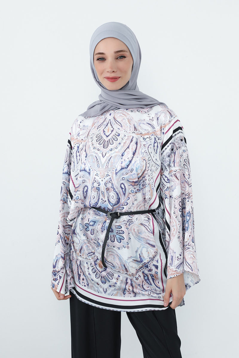 Crepe Practical Shawl with Built-In Cotton Bonnet and Neck Coverage, Practical Crepe Scarf with Integrated Cotton Undercap,PS-55