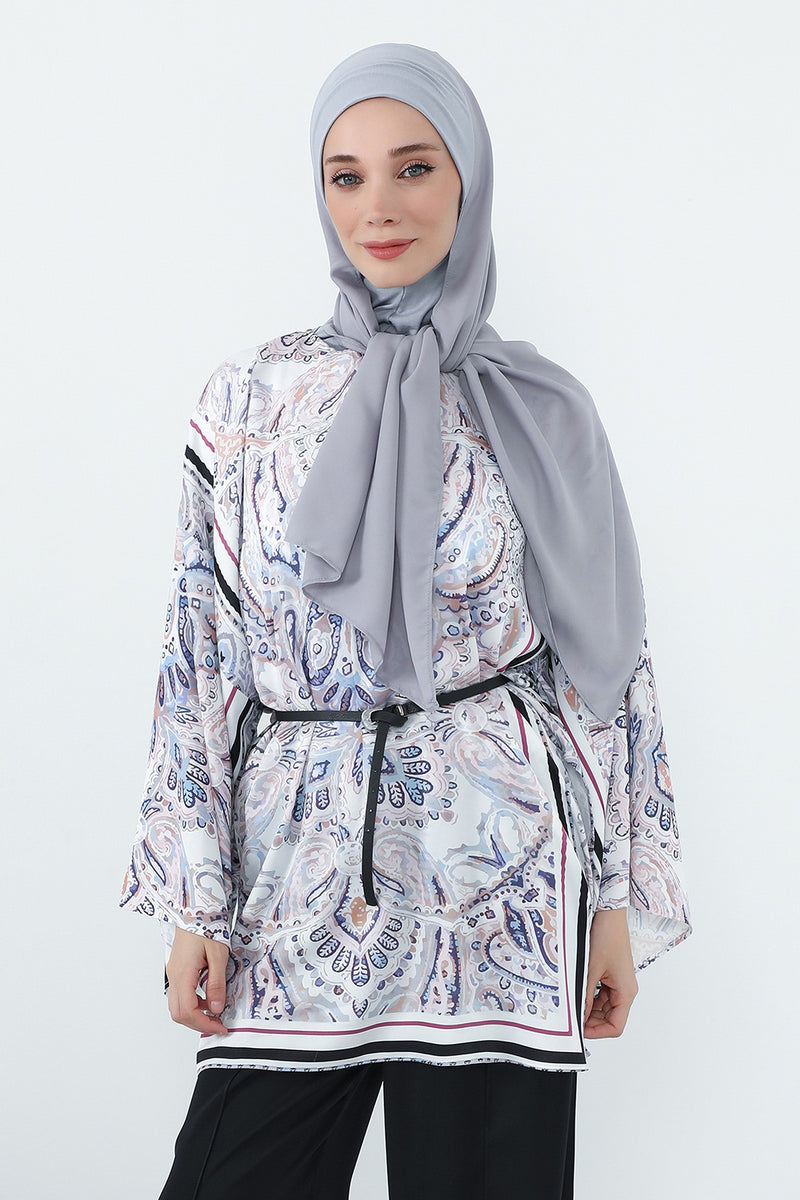 Crepe Practical Shawl with Built-In Cotton Bonnet and Neck Coverage, Practical Crepe Scarf with Integrated Cotton Undercap,PS-55