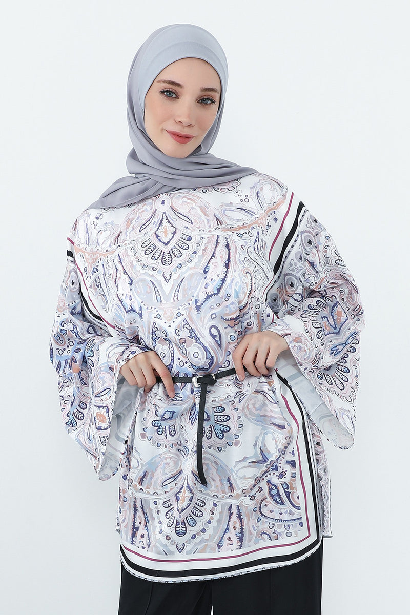 Crepe Practical Shawl with Built-In Cotton Bonnet and Neck Coverage, Practical Crepe Scarf with Integrated Cotton Undercap,PS-55