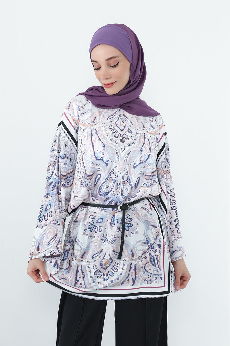 Crepe Practical Shawl with Built-In Cotton Bonnet and Neck Coverage, Practical Crepe Scarf with Integrated Cotton Undercap,PS-55