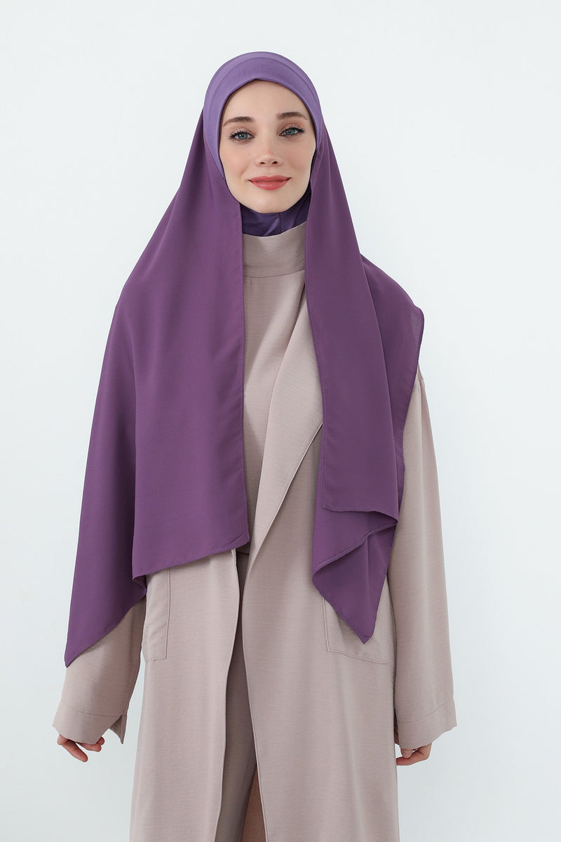 Crepe Practical Shawl with Built-In Cotton Bonnet and Neck Coverage, Practical Crepe Scarf with Integrated Cotton Undercap,PS-55