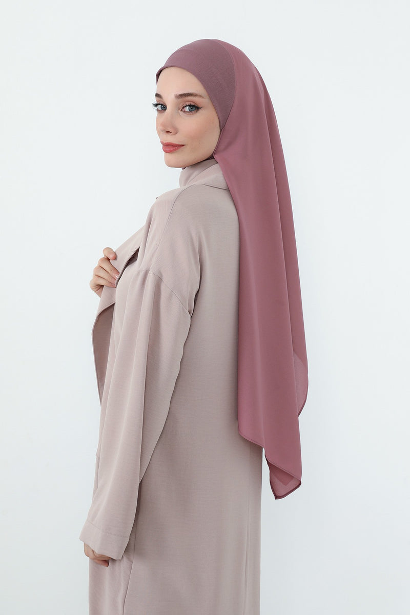 Crepe Practical Shawl with Built-In Cotton Bonnet and Neck Coverage, Practical Crepe Scarf with Integrated Cotton Undercap,PS-55