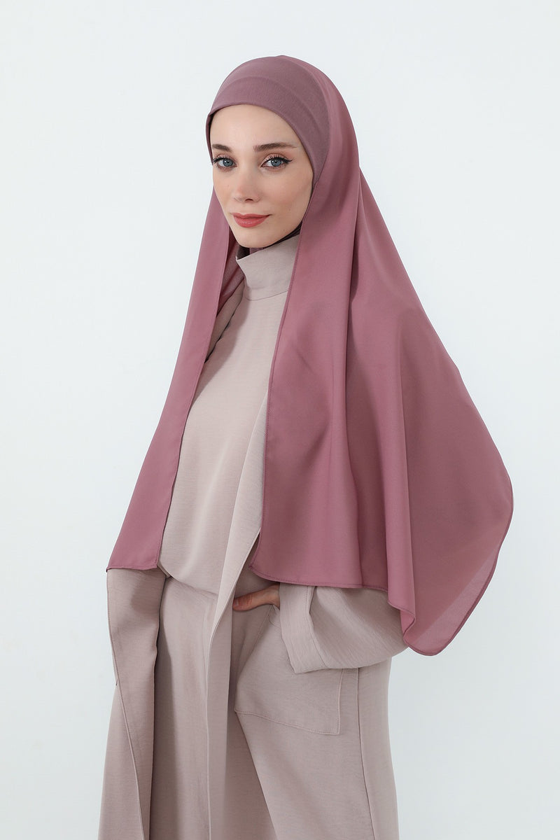 Crepe Practical Shawl with Built-In Cotton Bonnet and Neck Coverage, Practical Crepe Scarf with Integrated Cotton Undercap,PS-55