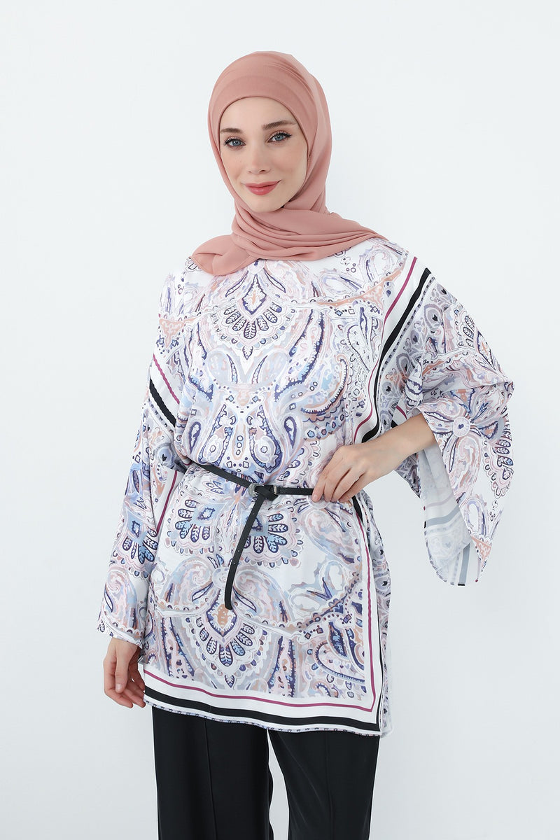 Crepe Practical Shawl with Built-In Cotton Bonnet and Neck Coverage, Practical Crepe Scarf with Integrated Cotton Undercap,PS-55