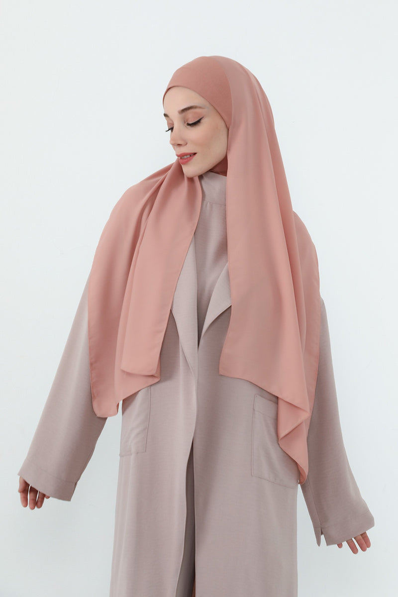 Crepe Practical Shawl with Built-In Cotton Bonnet and Neck Coverage, Practical Crepe Scarf with Integrated Cotton Undercap,PS-55