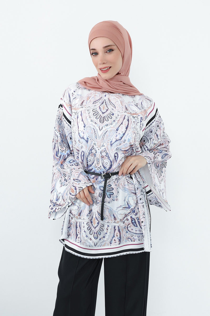 Crepe Practical Shawl with Built-In Cotton Bonnet and Neck Coverage, Practical Crepe Scarf with Integrated Cotton Undercap,PS-55